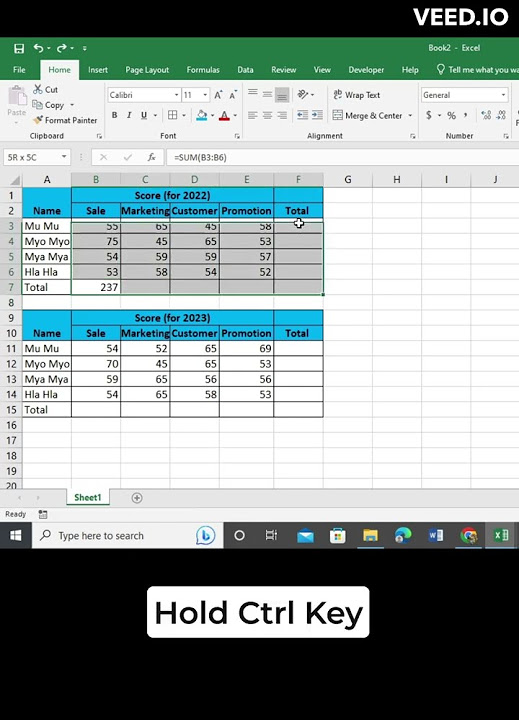 Summing multiple rows and columns in excel excelshort exceltip excel