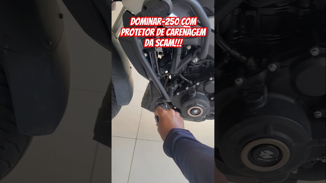 Bajaj Dominar-250 com protetor de carenagem da Scam ficou massa 
