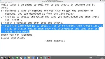 how to put cheats  in desmume