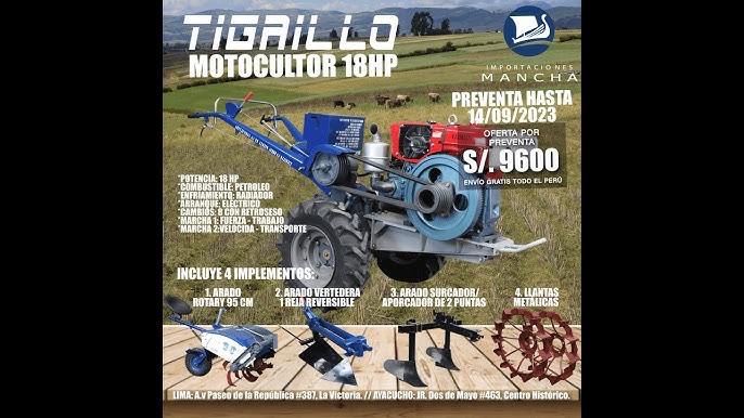 Motocultor eléctrico 750W, 4 púas