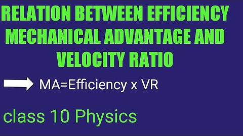 RELATIONSHIP BETWEEN EFFICIENCY MECHANICAL ADVANTAGE & VELOCITY RATIO