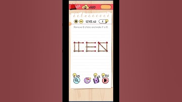 Brain test level 63 solution / Remove 6 sticks and make it a 10 / #shorts #viral #puzzle