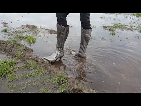 Fun in the mud with my shiney christmas boots