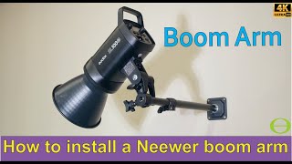 How to install a continuous LED light over a desk on a boom arm - Neewer ST-WM60