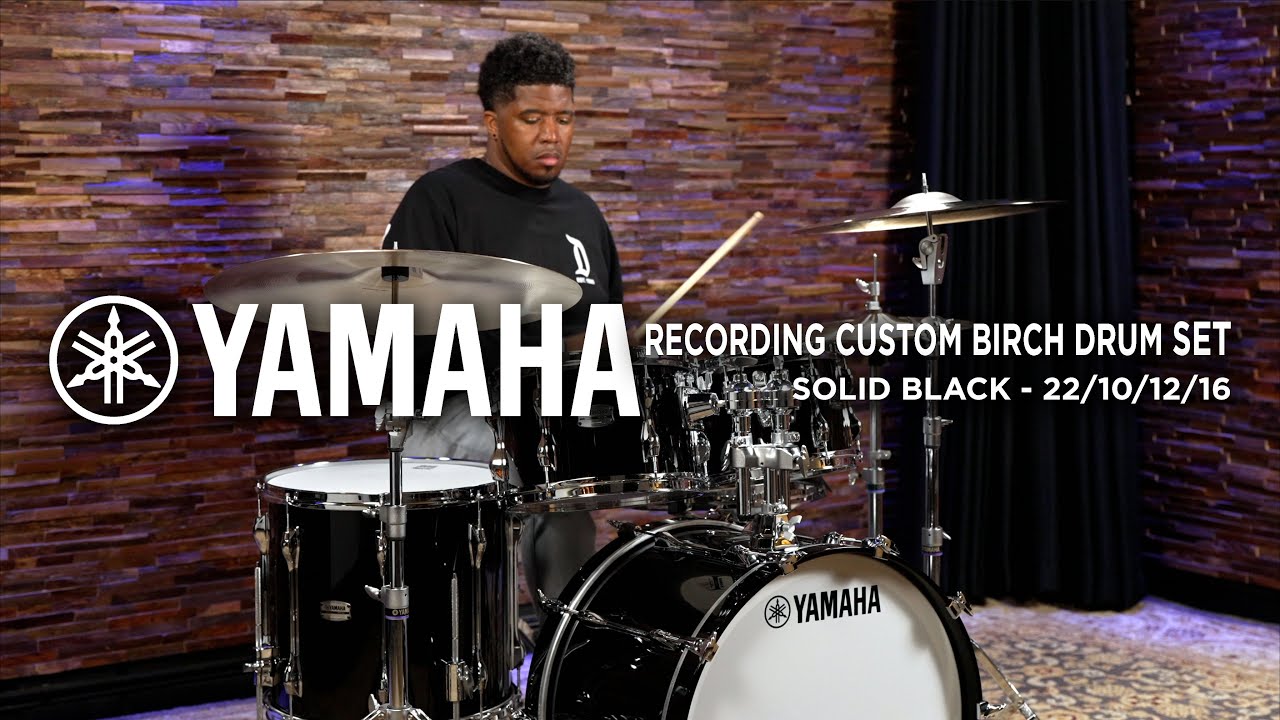 Yamaha Recording Custom Birch Drum Set 22/10/12/16 - Solid Black