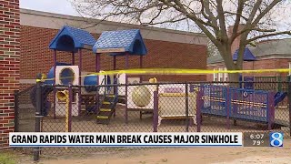 Water main break creates sinkhole at Campus Elementary