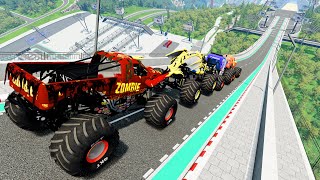 HT Gameplay Crash #139 | Monster Trucks Flatbed Trailer Truck Car Rescue Bus High Speed Jumps Fail