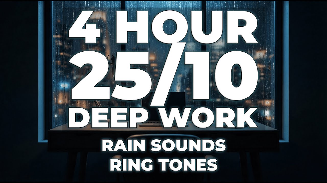 4 Hour Pomodoro 25/10 for Deep Focus | Study & Work | Rain Sounds - YouTube