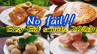 Easy Eid sweets 2023/Peanut cookies/Coconut ice toffee/Srilankan muskat/Mascoth halwa/Date bar