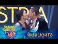 Banana Sundae: Ritz kisses Jobert as they receive the 'Best Kiss' award