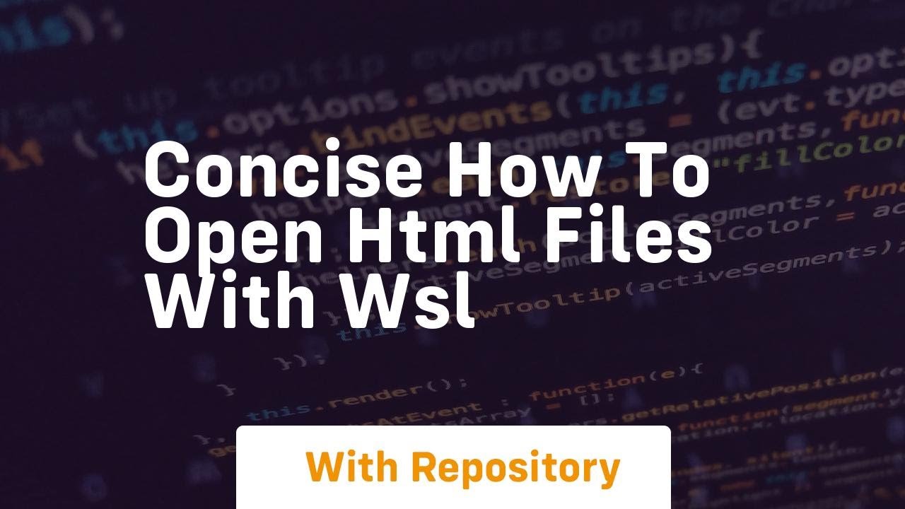 Concise how to open html files with wsl - YouTube
