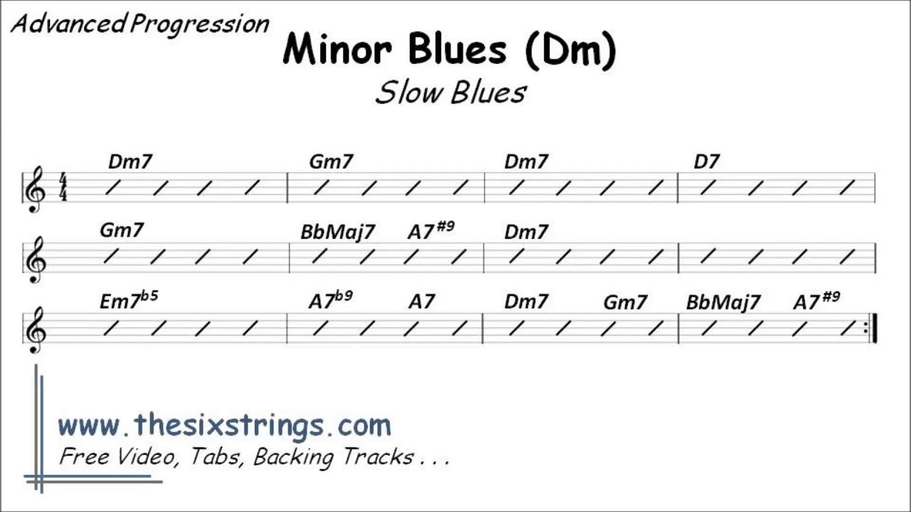 Minor Blues (advanced Progression) Backing Track (Dm) - 07 Slow Blues