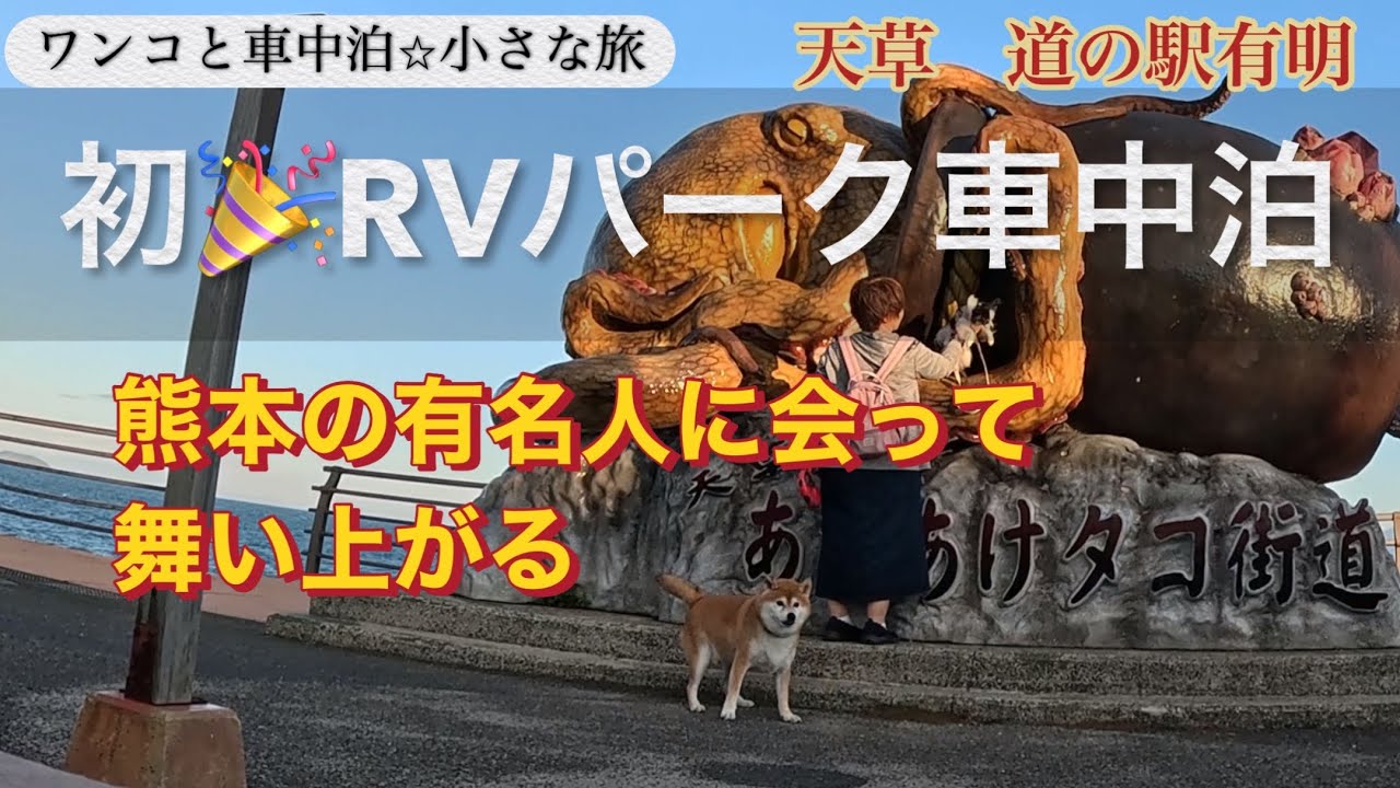 「初⭐︎RVパーク車中泊」熊本の有名人に会って舞い上がる！#軽自動車車中泊#エブリィワゴン#犬連れ車中泊#おがっち#ワンコと観光#天草観光#rvパーク