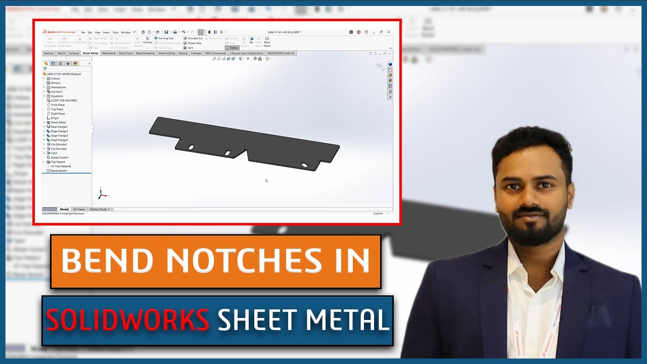 SOLIDWORKS Bend Notch Feature in Sheet Metal Design- SOLIDWORKS 2025