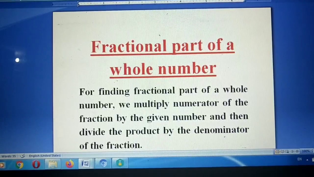 Fractional part of a whole number - YouTube