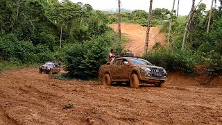 Mitsubishi Triton and Toyota Hilux Pickup Truck In Mud Route - 4x4 Pickup Truck In Mud Route