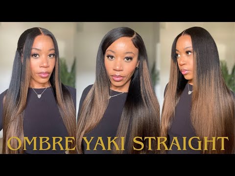 Spring Ready | Ombré Chestnut Yaki Straight Wig | Beginner Friendly, No Slip Band ft. Klaiyi Hair