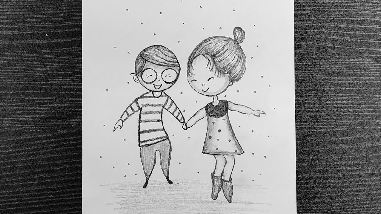 Cute Couple Drawing For Valentine's Day || Valentine's Day Special ...