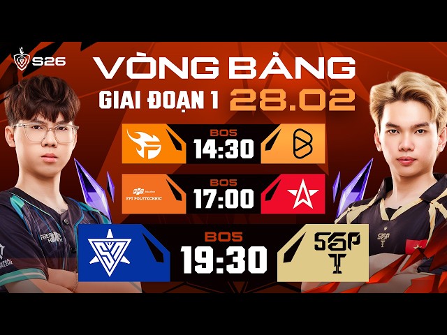 FPT vs BOX | FPL vs 1S | SPN vs SGP | GIAI ĐOẠN 1 - LƯỢT ĐI | ĐTDV MÙA XUÂN 2026 (NGÀY 28/02)