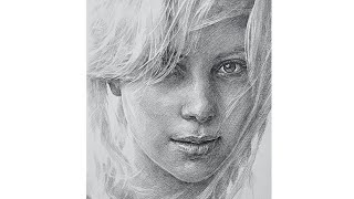 Charlize Theron face drawing time: 21 minutes 23 seconds 샤를리즈 테론 얼굴 그리기 소요시간 21분23초 #charlizetheron