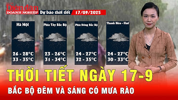 Thời tiết ngày 17/9: Bắc Bộ đêm và sáng có mưa rào, dông rải rác | Tin tức 24h