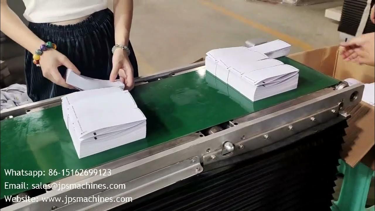 JPS320ZD Printed Sensitive Label Sticker Fan Folding Machine With Auto Lifting Conveyor Belt