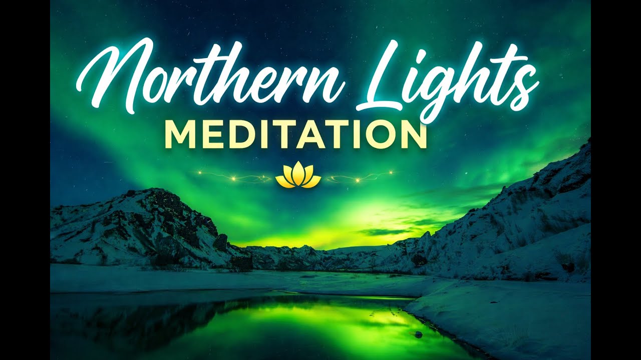 Northern Lights Meditation 🌌❄️ | Snowy Mountains & Peaceful Music | 4K Ultra HD