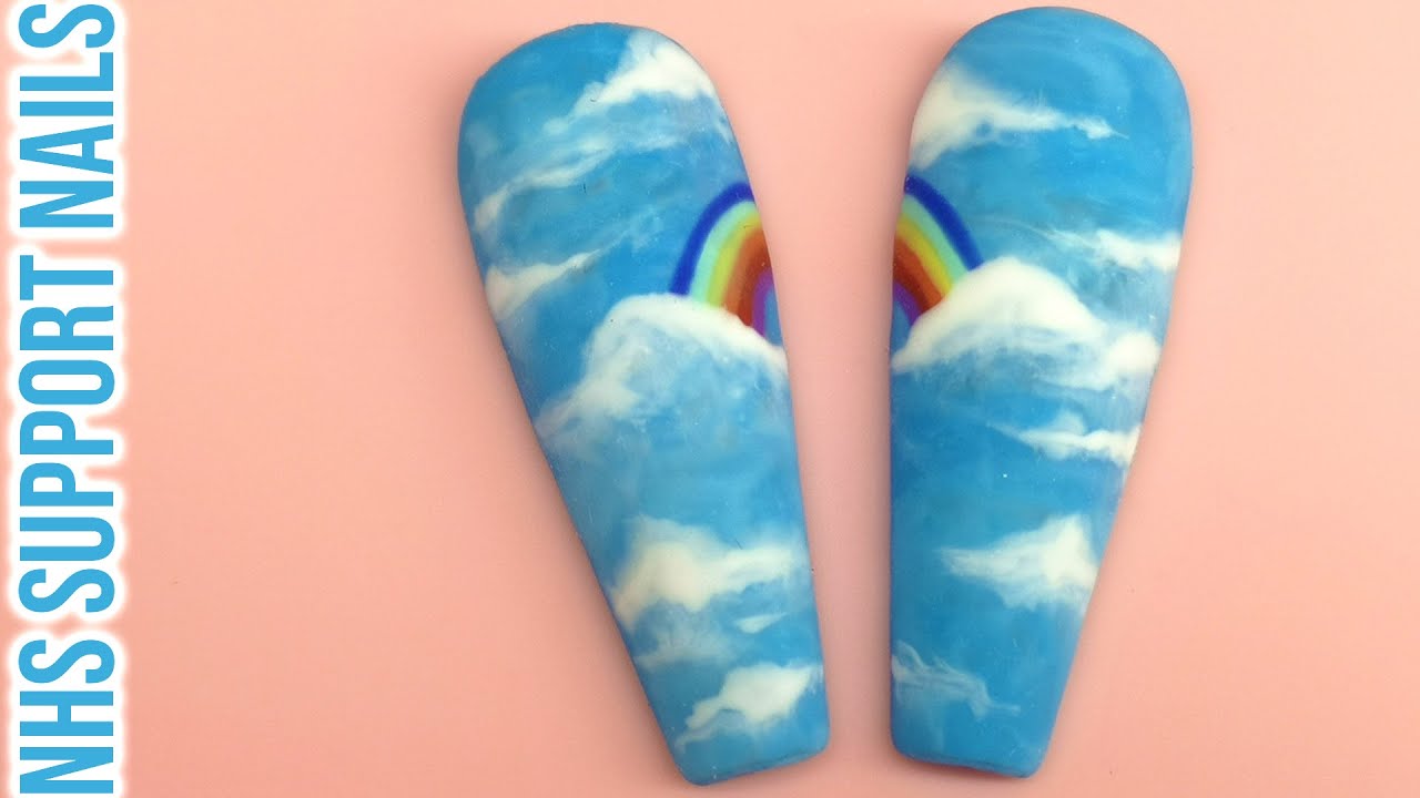 9. Rainbow Cloud Nail Design for Short Nails - wide 7