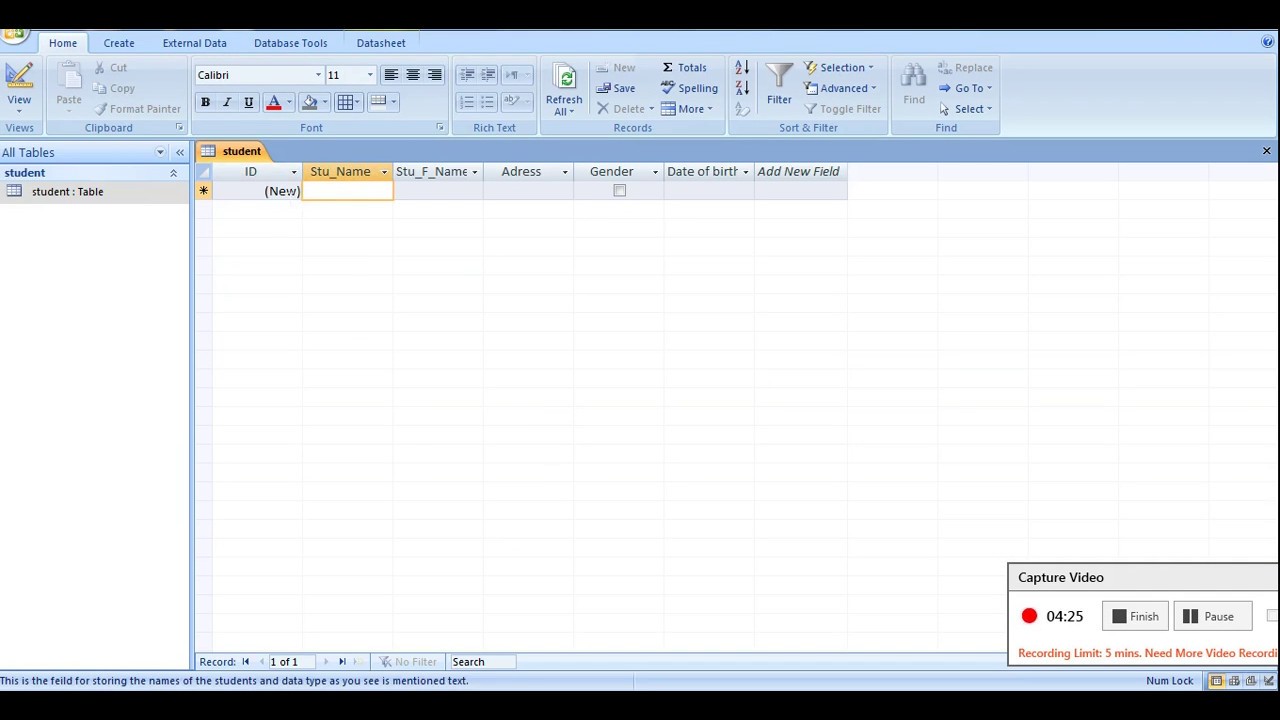 Ms Access Practical Learning Part1 How To Make Database Using Ms