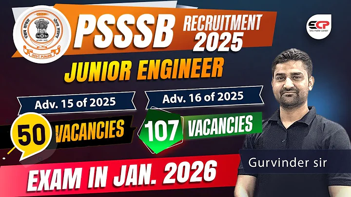 Exam in Jan 2026, 157 Vacancies Junior Engineer Civil, EE, ME | Adv 15, 16 of 2025 PSSSB Recruitment