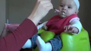 Baby eating cereal