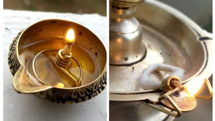 Earthern Diya with Wick Holder 