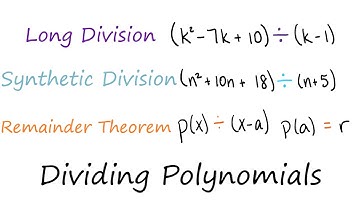 DIVIDING POLYNOMIALS | Divide Polynomials using Long Division, Synthetic Division, Remainder Theorem