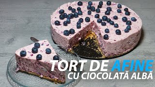 Tort de Afine cu Ciocolata Alba (fara coacere)