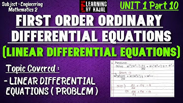 #10-UNIT 1 | ENGINEERING MATHEMATICS 2 | LINEAR DIFFERENTIAL EQUATIONS Problem | E-learning By Kajal