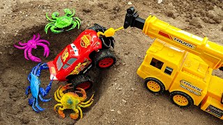 Mini tractor transporting | Radha Krishna Trolly | Rescue racing cars from pits