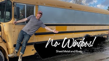Sheet Metalling up the Windows | Skoolie Conversion Ep. 4 | Adam & Steph