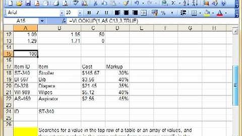 AM 4216 Lookup functions Microsoft Excel 2003 ECDL Advanced ITQ 3
