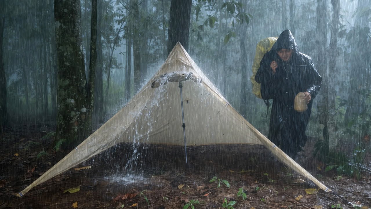 CAMPING IN SUPER RAIN AND CRAZY THUNDERS‼️ UNSTOPPABLE HEAVY RAIN‼️