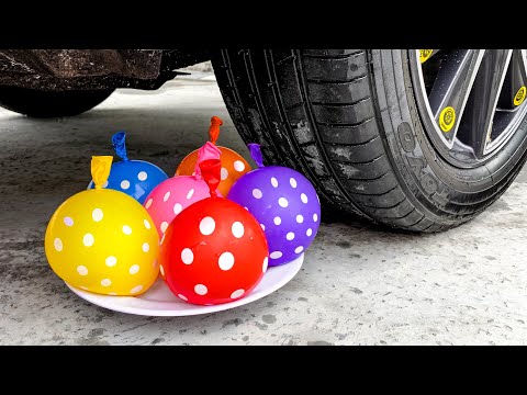 Experiment Chocolate Bars vs Car vs Colorful Water Balloons | Crushing Crunchy & Soft Things by Car!