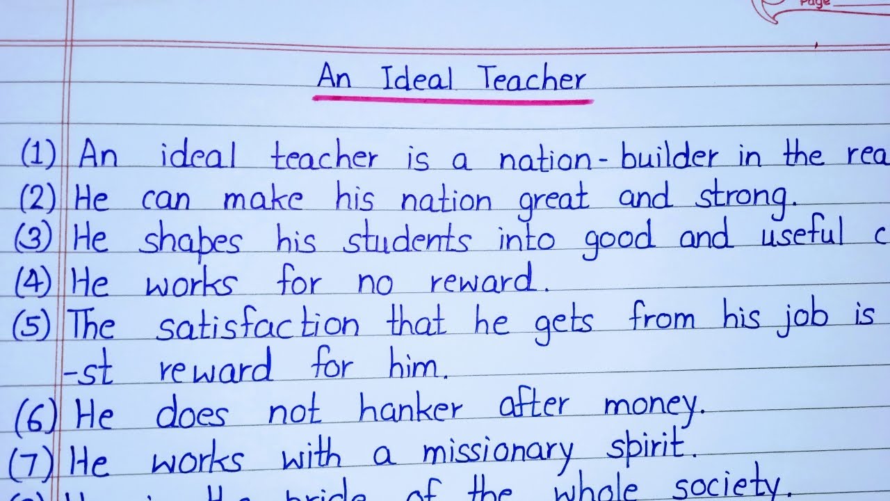 essay on my ideal teacher for class 8