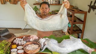 Wow! Cooking Whole Goat Eating Delicious In My Village