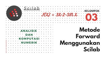 (85) 9.1.8 Diferensiasi numerik melalui Forward sin x = 3x - 2 menggunakan Scilab
