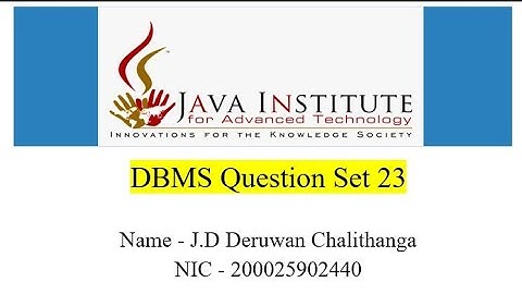 DBMS Question Set -23