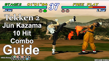 Tekken 2 - Jun Kazama  All 10 Hit Combo Guide 4K 60FPS