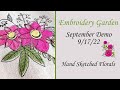 Embroidery Garden September Demo Hand Sketched Florals