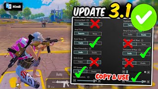 Update 3.1 BEST SETTINGS & SENSITIVITY 2024 (HINDI) COPY & USE+CODE✅ | PUBG MOBILE / BGMI