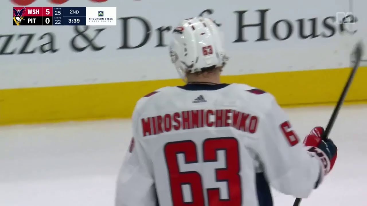 Ivan Miroshnichenko's first NHL goal vs Penguins in 6-0 win (7 mar 2024)