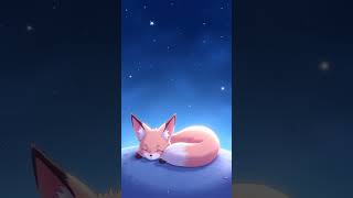 夜の空のアニメキャラ / Sleepy Anime Fox Character Curled