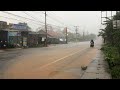 Walk in heavy rain and thunderstorms  water overflows into the street amid a terrible storm  asmr